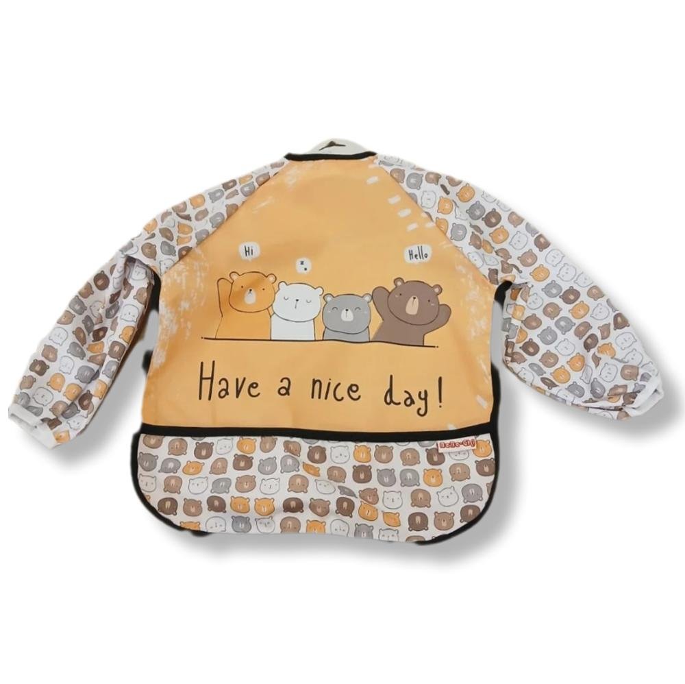 🧸 Βρεφική Αδιάβροχη Σαλιάρα “Have a Nice Day” με Μανίκια – Χαρούμενη και Πρακτική! 🌟