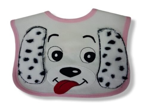 Βρεφική Σαλιάρα “Dalmatian Puppy” με Ροζ Ρέλι και Τρισδιάστατα Αυτάκια