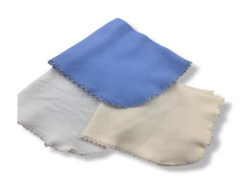 Alternative view of Σετ 3 Βρεφικές Λαβέτες με Δαντέλα – Εκρού, Μπλε & Λευκό