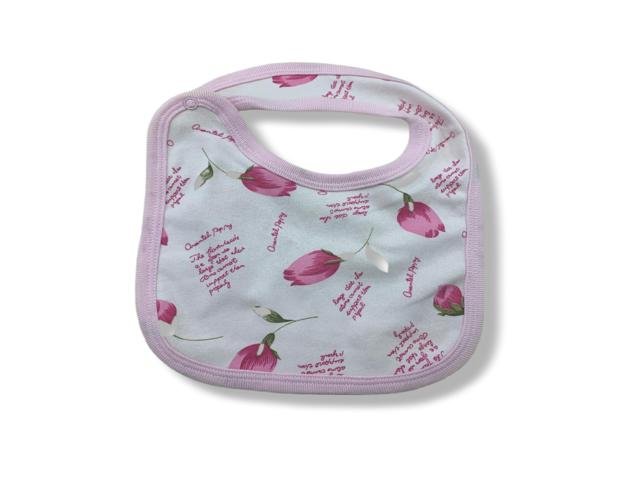 Βρεφική σαλιάρα με ροζ τουλίπες