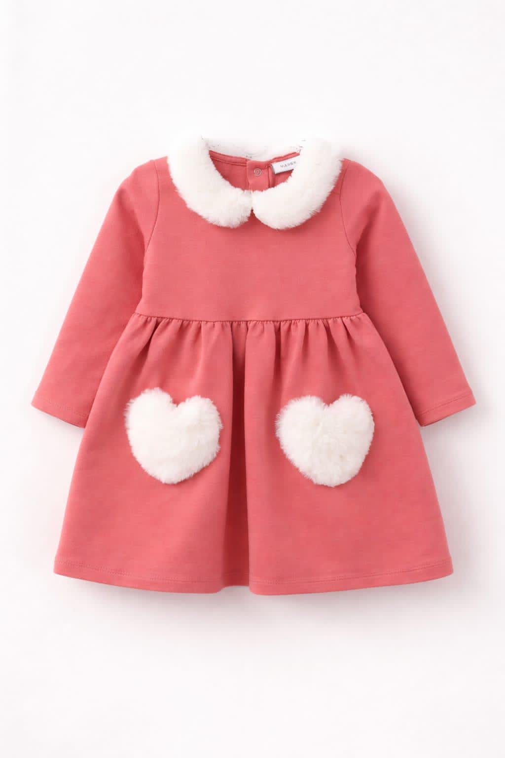 Βρεφικό Φορεματάκι “Sweet Hearts” με Γούνινες Λεπτομέρειες - Image 2