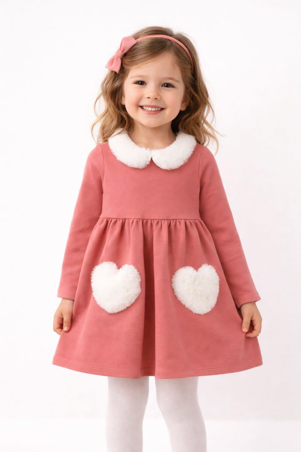 Βρεφικό Φορεματάκι “Sweet Hearts” με Γούνινες Λεπτομέρειες