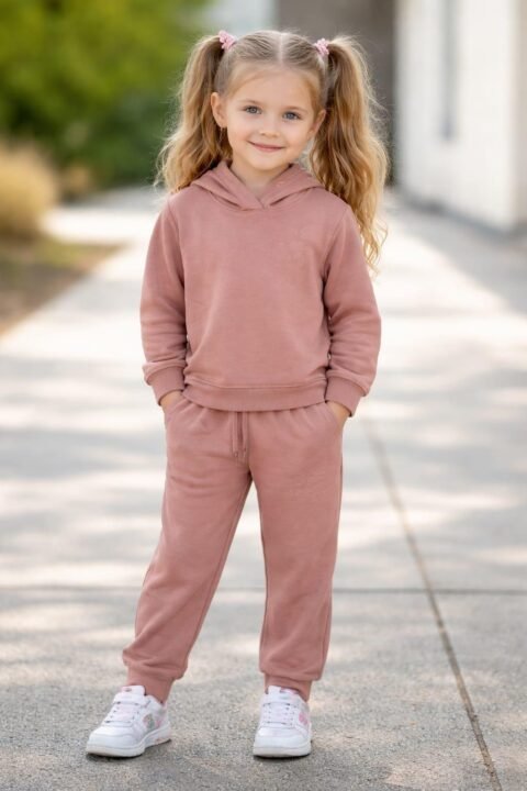 Παιδικό Σετ Φόρμας “Flower” – Άνεση & Στυλ σε Ροζ Πούδρα 🌸