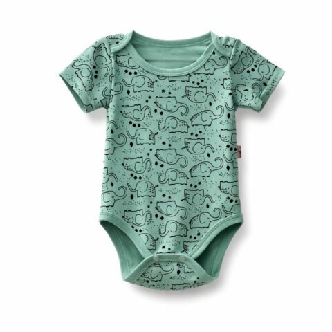 «Βρεφικό Κορμάκι Πράσινο με Ελεφαντάκια – Απαλό και Παιχνιδιάρικο!»