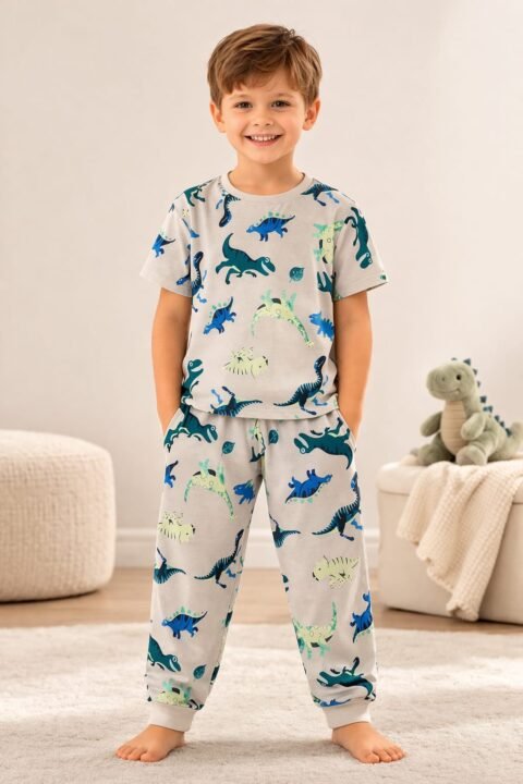 🦕 Παιδικές Πιτζάμες "Dino Fun" – Άνεση με Δεινοσαυρικό Στυλ! 🌿