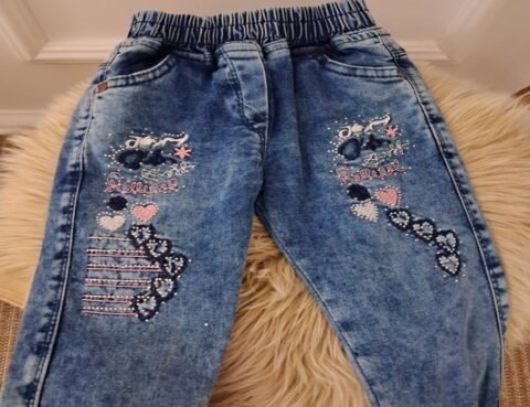 Alternative view of Παιδικό Τζιν Παντελόνι “Lovely Hearts” με Κέντημα και Στρας
