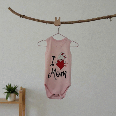 Alternative view of Βρεφικό Κορμάκι “I Love Mom” – Αγάπη για τη Μαμά
