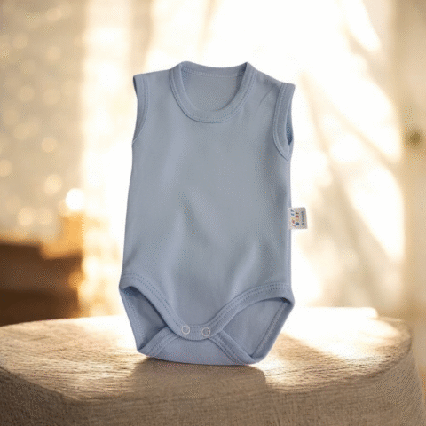 Alternative view of Ουρανός Γαλήνης – Κλασικό Βρεφικό Κορμάκι σε Γαλάζιο