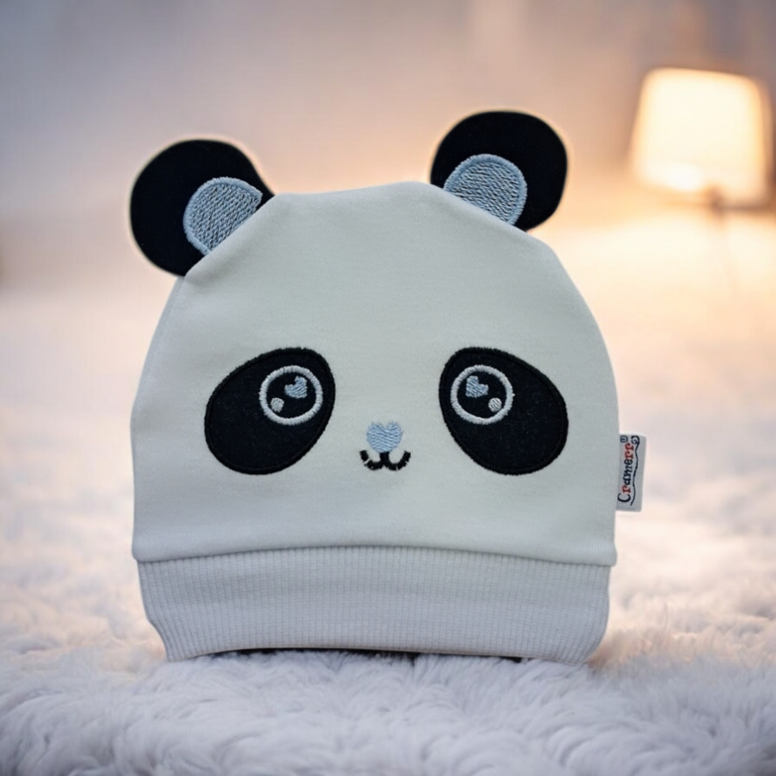 Βρεφικός Σκούφος Panda με Γκρι Λεπτομέρειες – Απαλότητα & Χαριτωμένο Στυλ - Image 2