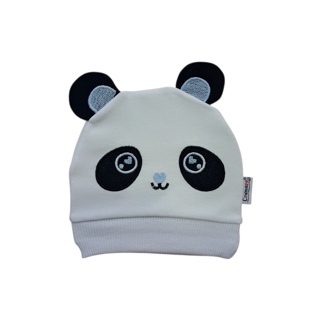 Βρεφικός Σκούφος Panda με Γκρι Λεπτομέρειες – Απαλότητα & Χαριτωμένο Στυλ