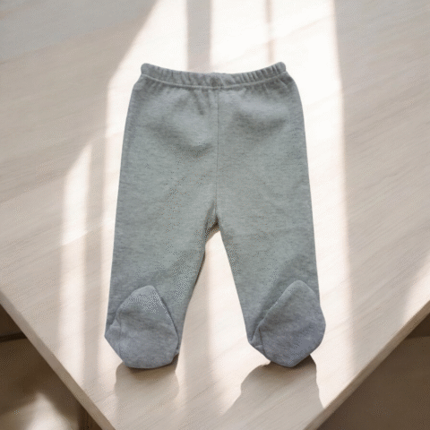 Alternative view of Γκρι Βρεφικό Παντελονάκι με Πατουσάκια – Μαλακό Βαμβακερό