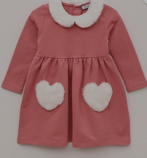 Βρεφικό Φορεματάκι “Sweet Hearts” με Γούνινες Λεπτομέρειες