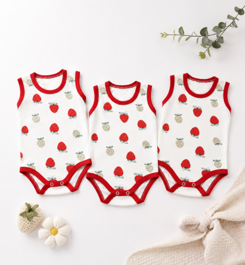 Alternative view of Sweet Strawberry Dreams – Βρεφικό Κορμάκι με Φραουλίτσες