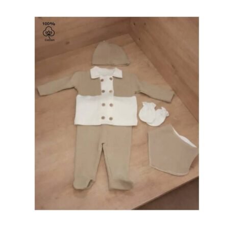 «Κομψότητα σε Μπεζ Τόνους: Βρεφικό Σετ με Πουκαμισάκι και Λουλούδι» 🌿