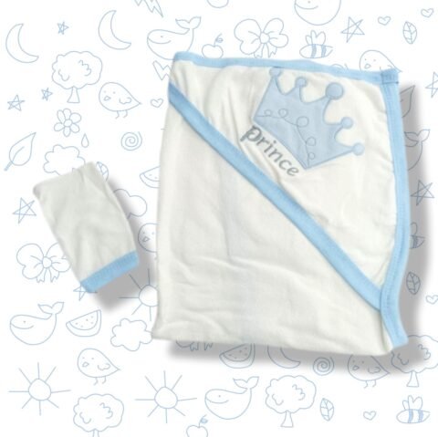 Βρεφική Πετσέτα με Κουκούλα “Prince” – Γαλάζια