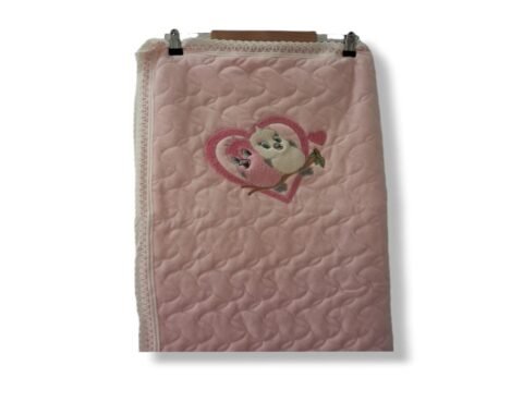 🩷 Βρεφική Κουβέρτα Αγάπης με Κεντημένα Πουλάκια