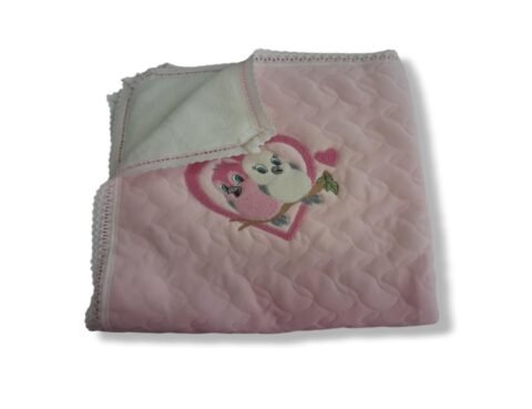 Alternative view of 🩷 Βρεφική Κουβέρτα Αγάπης με Κεντημένα Πουλάκια