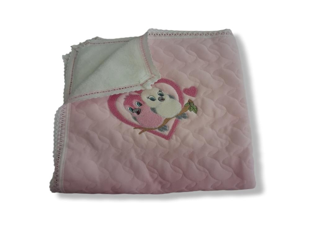 🩷 Βρεφική Κουβέρτα Αγάπης με Κεντημένα Πουλάκια - Image 2