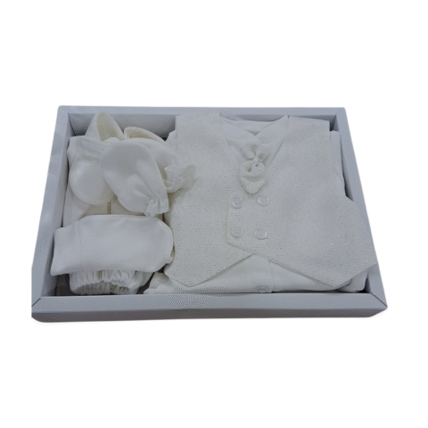 Εlegant Βaby Boy Set – Λευκό Σετ Βάπτισης ή Ειδικής Περίστασης