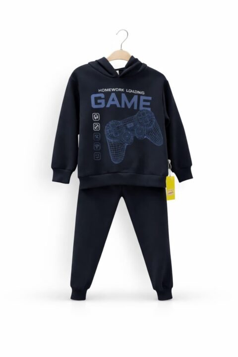 Alternative view of Παιδικό Σετ Φόρμας “GAME” με Κουκούλα – Μπλε Σκούρο