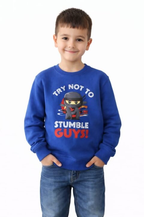 Παιδικό Μπλε Φούτερ “Try Not To Stumble Guys!” με Νίντζα