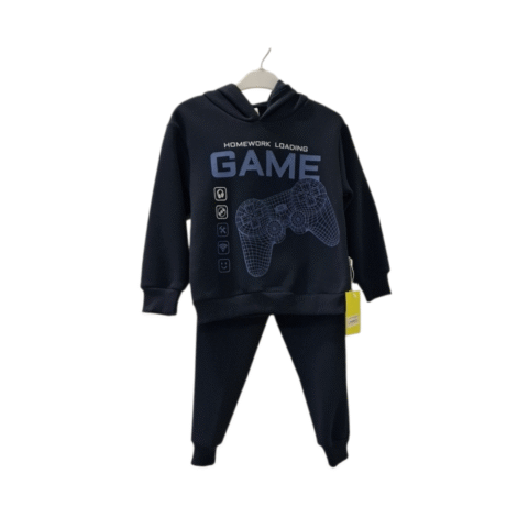 Παιδικό Σετ Φόρμας “GAME” με Κουκούλα – Μπλε Σκούρο