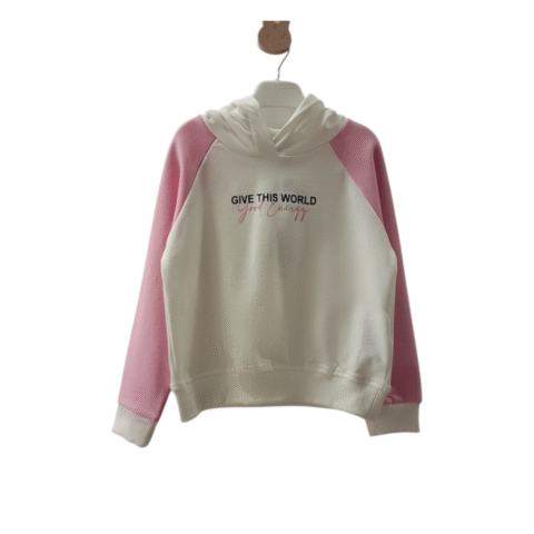 Παιδική Μπλούζα με Κουκούλα – Λευκό & Ροζ Ριγέ Στυλ