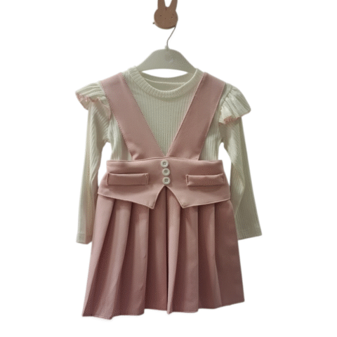 Σετ Ροζ Φόρεμα & Λευκή Μπλούζα – Γλυκιά & Χαριτωμένη Εμφάνιση