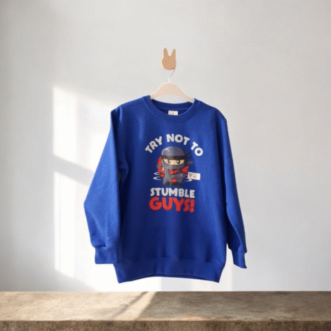 Alternative view of Παιδικό Μπλε Φούτερ “Try Not To Stumble Guys!” με Νίντζα