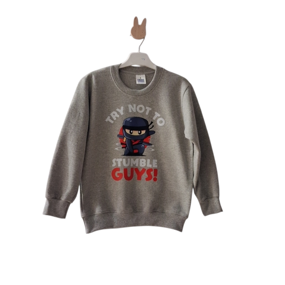 Παιδικό Φούτερ “Stumble Guys” σε Γκρι Μελανζέ