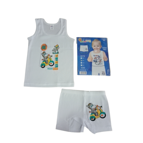 Σετ Εσώρουχα Αγoριού Λευκό με Ζέβρα στο Πατίνι