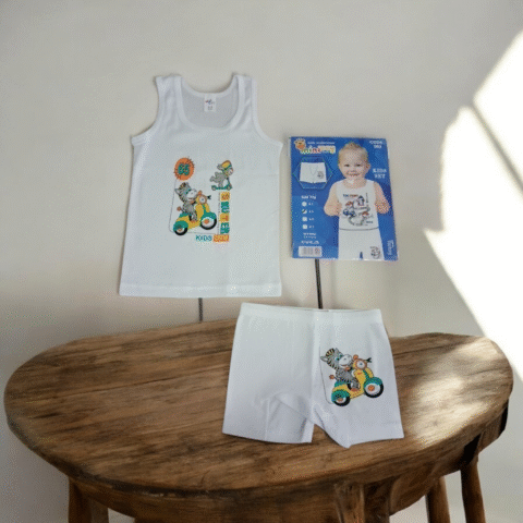 Alternative view of Σετ Εσώρουχα Αγoριού Λευκό με Ζέβρα στο Πατίνι