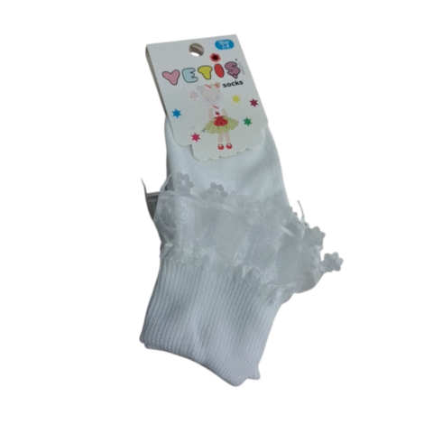Βρεφικές Λευκές Κάλτσες με Τρέσα Δαντέλα