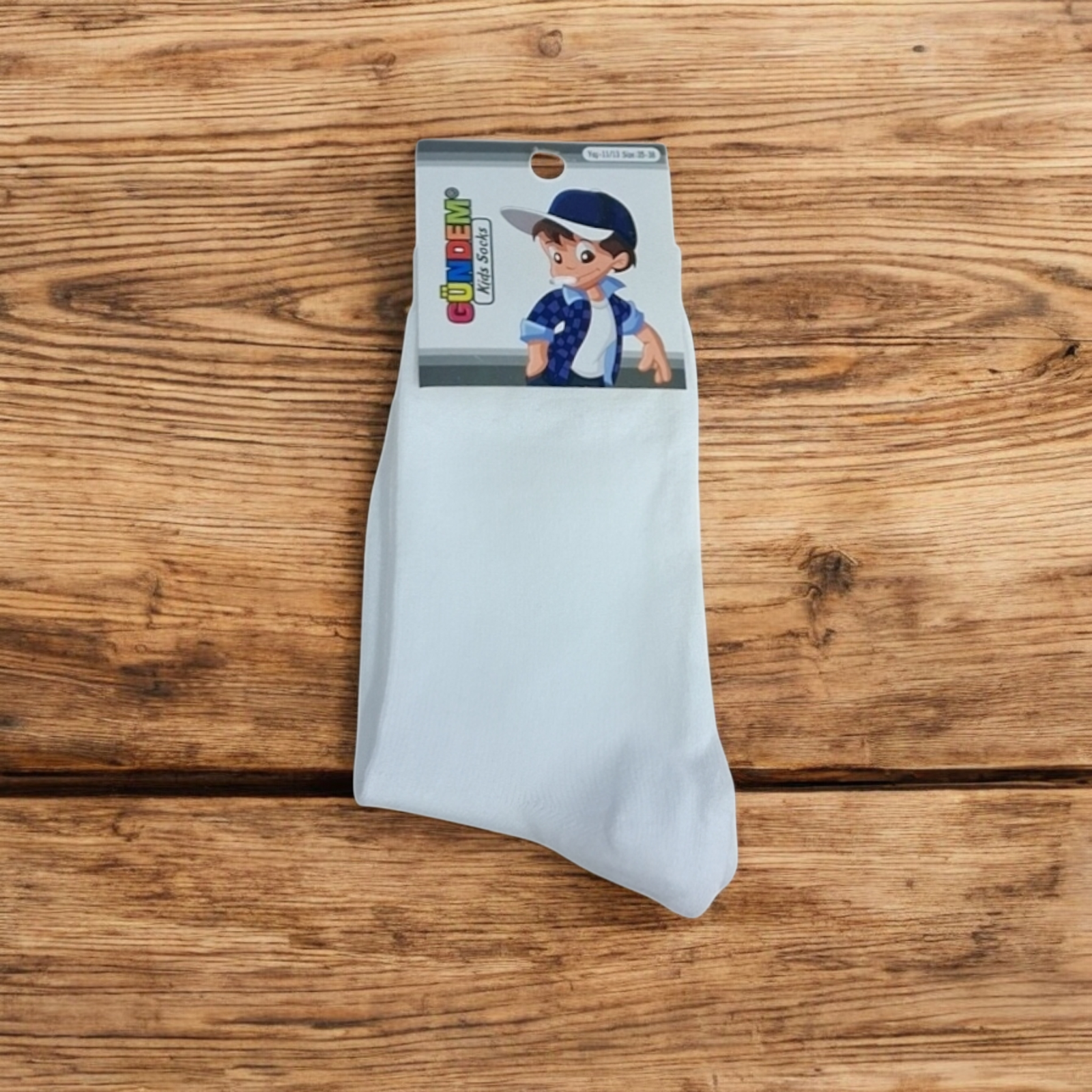 Παιδικές Λευκές Κάλτσες Αγoριού (Νο 11–13) - Image 2
