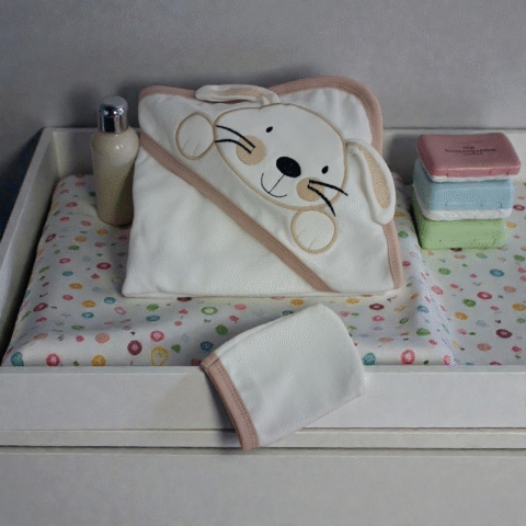 Alternative view of Βρεφική Πετσέτα Λευκή με Παστέλ Αποχρώσεις – Απαλή & Απορροφητική