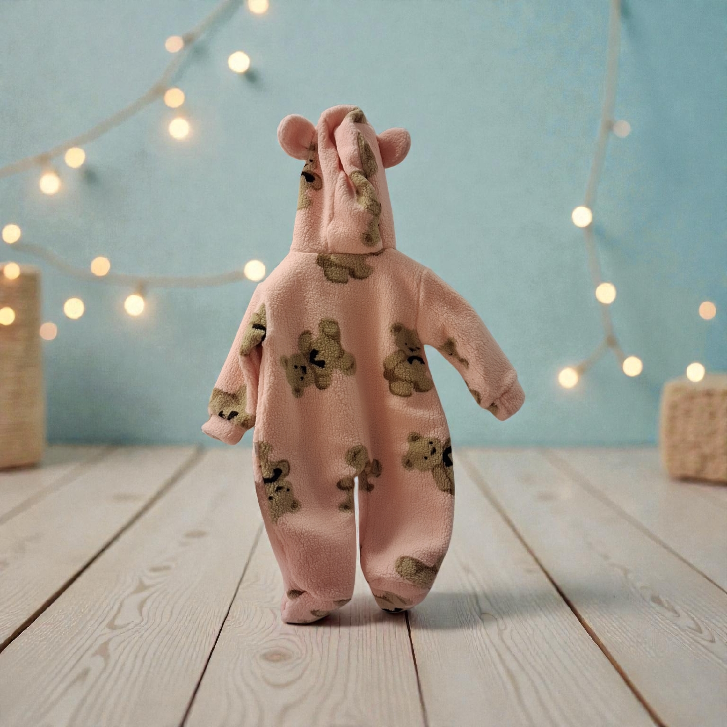 Σομόν Σάκος Εξόδου με Αρκουδάκια – Ζεστασιά & Γλυκιά Απαλότητα - Image 3