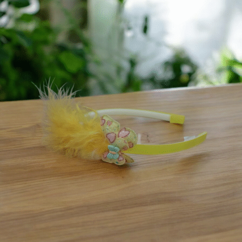 Alternative view of Παιδική Στέκα Μαλλιών με Κίτρινο Φτερό & Πεταλούδα με Γκλίτερ