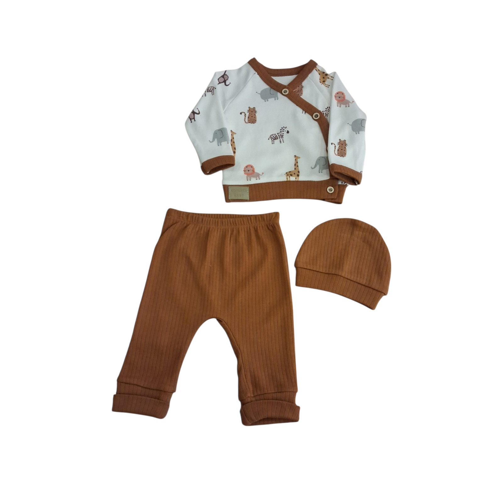 Βρεφικό Σετ 3 Τεμαχίων Safari – Μπλούζα, Παντελονάκι & Σκουφάκι