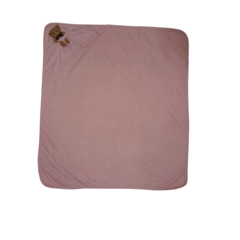 Βρεφική Κουβερτούλα Αγκαλιάς με Κουκούλα & Αρκουδάκι – Ροζ