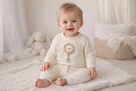Βρεφικό Σετ Εκρού με Αρκουδάκι – Απαλότητα & Γλυκό Στυλ