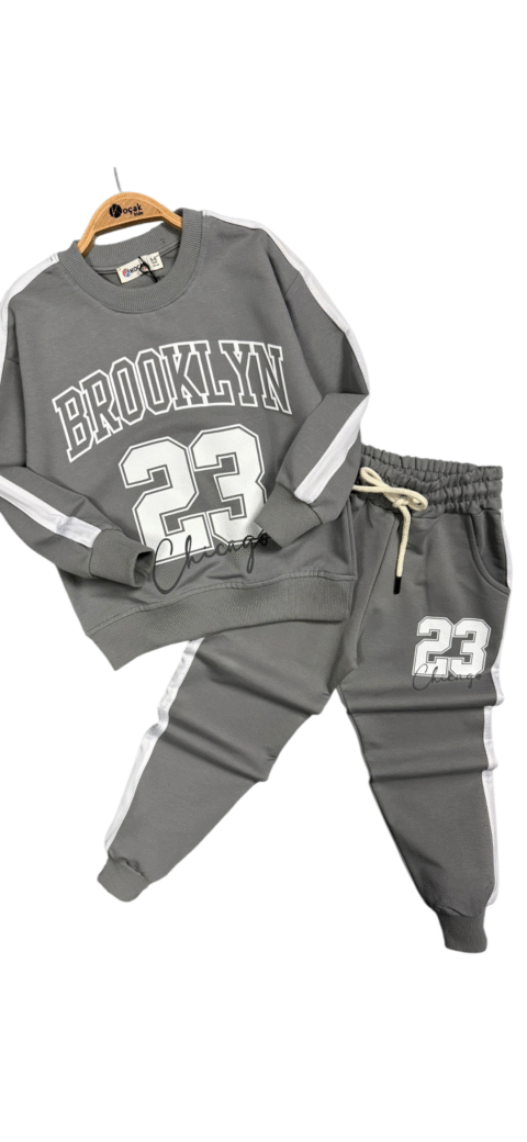 Γκρι Παιδικό Σετ Φόρμας για Αγόρι