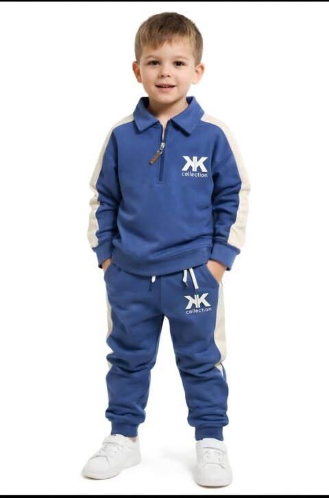 Παιδικό Σετ Φόρμας Μπλε με Μπεζ Λεπτομέρειες – XK Collection