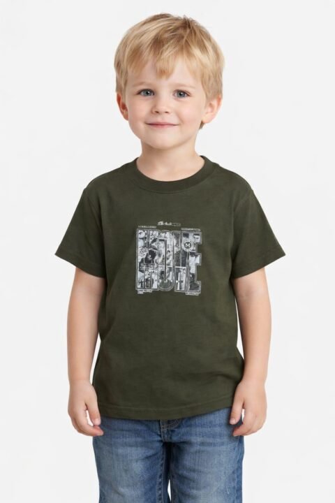 Παιδική Μπλούζα Αγόρι Χακί με Στάμπα Basketball “MOVE”