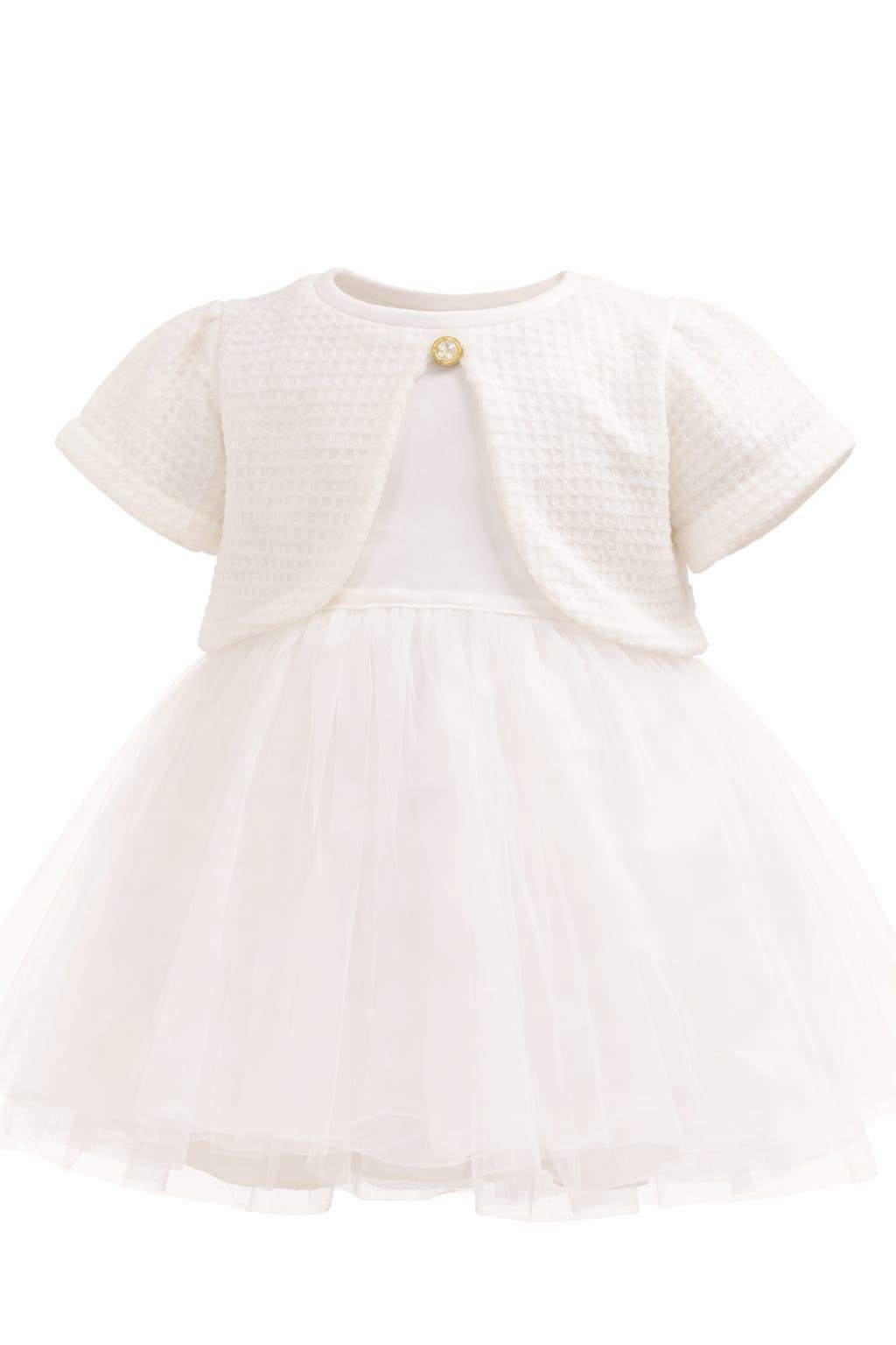 Κομψό Βρεφικό Φόρεμα Λευκό με Μπολερό - Image 3
