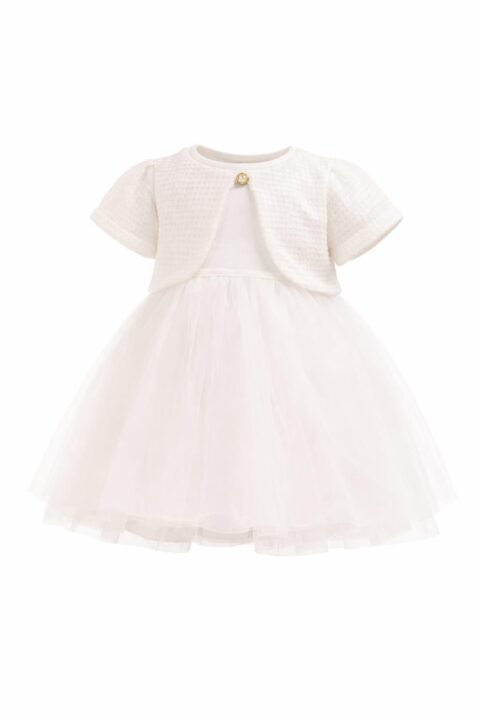 Alternative view of Κομψό Βρεφικό Φόρεμα Λευκό με Μπολερό