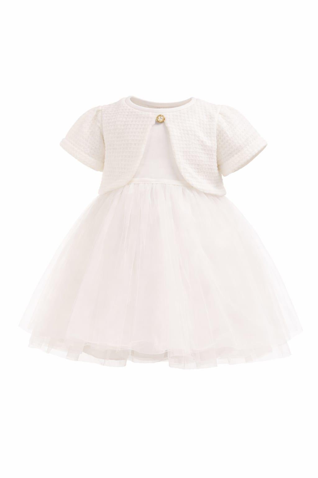 Κομψό Βρεφικό Φόρεμα Λευκό με Μπολερό - Image 2