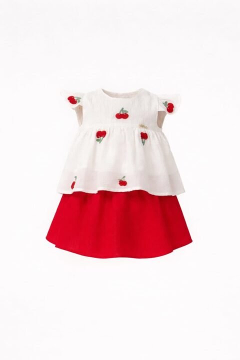 Alternative view of 🍒 Παιδικό Σετ Φούστα & Μπλούζα με Κερασάκια – Γλυκό Καλοκαιρινό Στυλ