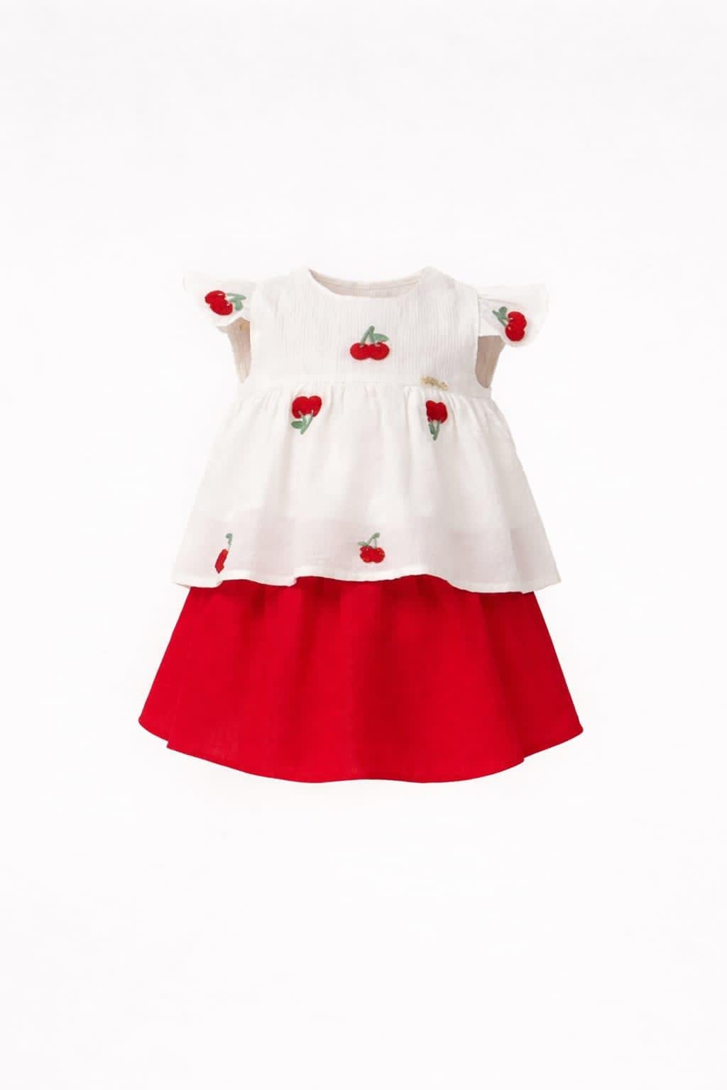🍒 Παιδικό Σετ Φούστα & Μπλούζα με Κερασάκια – Γλυκό Καλοκαιρινό Στυλ - Image 2