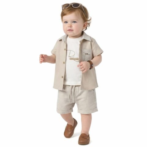 Καλοκαιρινό Παιδικό Σετ 3 Τεμαχίων Μπεζ – Κομψό & Άνετο