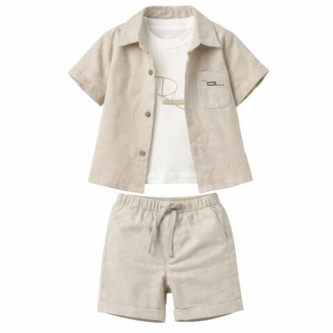 Alternative view of Καλοκαιρινό Παιδικό Σετ 3 Τεμαχίων Μπεζ – Κομψό & Άνετο